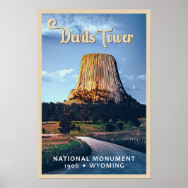 Poster Monumento Nacional Devils Tower Wyoming Aquarela