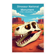 Monumento Nacional Dinosaur Vintage Estilo Viagem