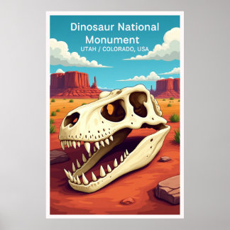 Poster Monumento Nacional Dinosaur Vintage Estilo Viagem