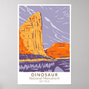 Poster Monumento Nacional Dinossauro Vintage