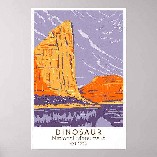 Poster Monumento Nacional Dinossauro Vintage (Frente)