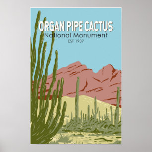 Poster Monumento Nacional Organ Pipe Cactus Arizona Retro