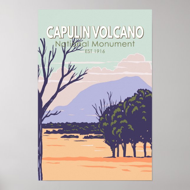 Poster Monumento Nacional Vulcão Capulin Vintage (Frente)