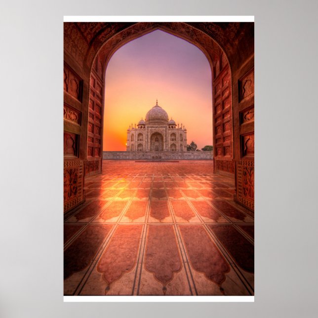 Poster Monumentos | Taj Mahal, Índia à Sunset (Frente)