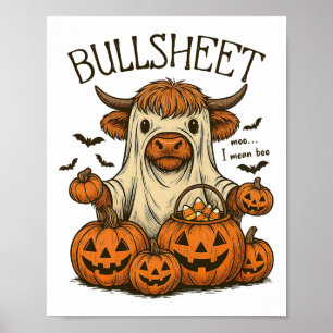 Poster Moo. Quero Dizer Boo Bullsheet Vaca Fantasma Hallo