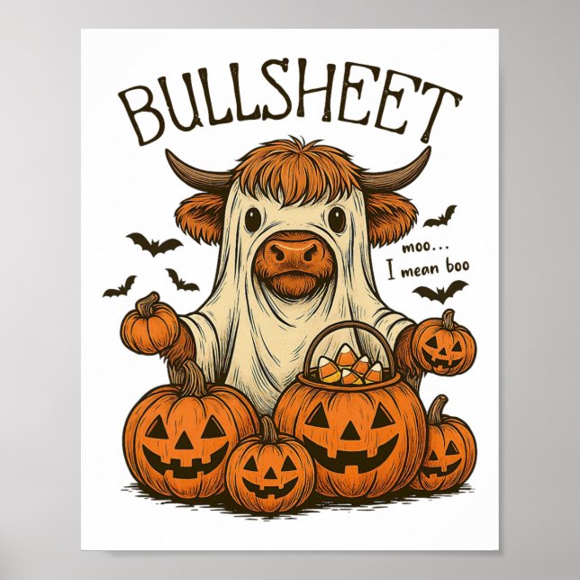 Poster Moo. Quero Dizer Boo Bullsheet Vaca Fantasma Hallo (Frente)