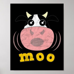 Poster Moo Vaca Animais De Criação Engraçados Agricultore