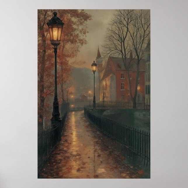 Poster Moody Autumn Cityscape, Tranquil Fall Urban (Frente)