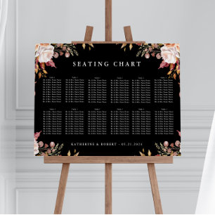 Poster Moody Autumn Floral Wedding Seating Chart