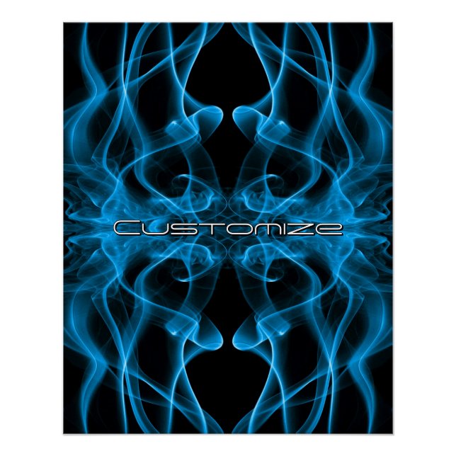 Pôster Moody Blue Smoke Custom Abstract Art (Frente)