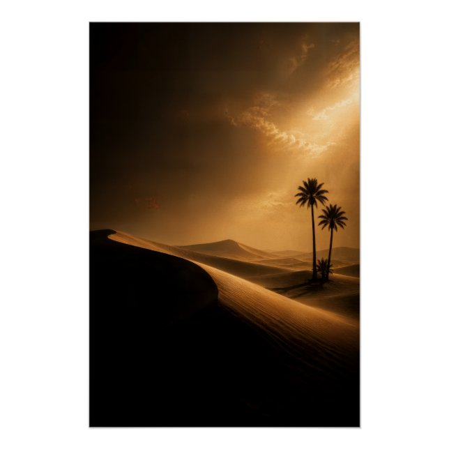Pôster Moody Desert Dunes & Palms (Frente)
