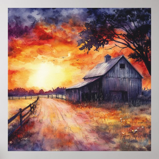 Poster Moody Farm Sunset (Frente)