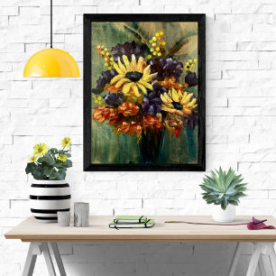 Pôster Moody Floral Buquê Sunflower Art Poster
