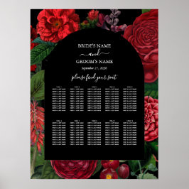 Poster Moody Florals Black Burgundy - Gráfico de Assentos