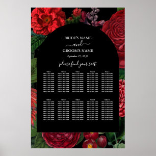 Poster Moody Florals Black Burgundy - Gráfico de Assentos