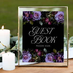 Poster Moody Gothic Purple Floral Weding Sinal Sinal