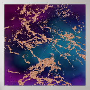 Poster Moody Marble Luxe Rosa de Teto Roxo Dourado