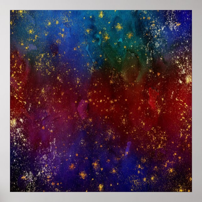 Poster Moody Ombre | Psicodélico Grunge Dourado Stardust (Frente)