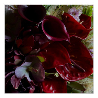 Pôster Moody Red Floral Poster Art
