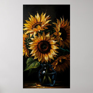 Poster Moody Sunflower Art - Floral