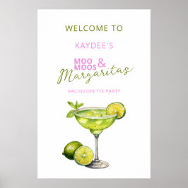 Poster MooMoos & Margaritas Bachelorette Welcome Sign