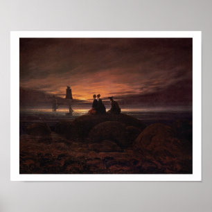 Poster Moon a aumentação sobre o mar, 1822 (o óleo em