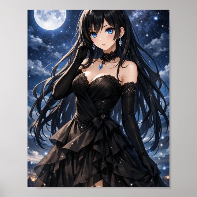 Poster Moon anime queen in black dress (Frente)