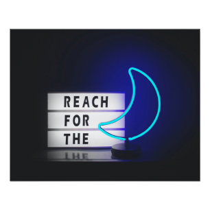 Pôster Moon Art Reach for the Moon Sign Typographics Imag