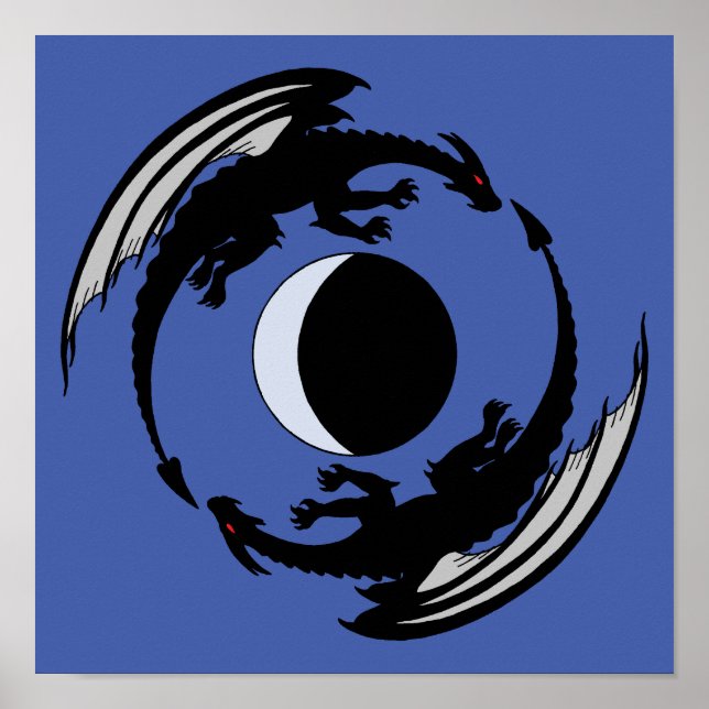 Poster Moon Dragon Fantasy Design (Frente)