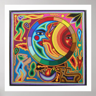 Poster Moon e Sun Mexicano Folk Art