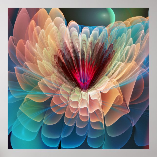 Poster Moon Flower, abstrato artístico fractal (Frente)
