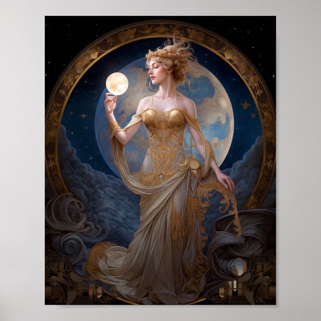 Poster Moon Goddese Queen Fantasy Art (Frente)