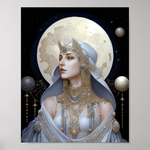 Poster Moon Goddese Queen Fantasy Art