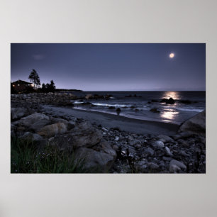 Poster Moon Lit White Point Beach fine art print