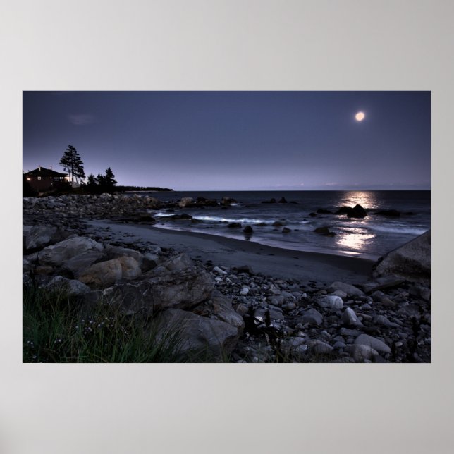 Poster Moon Lit White Point Beach fine art print (Frente)