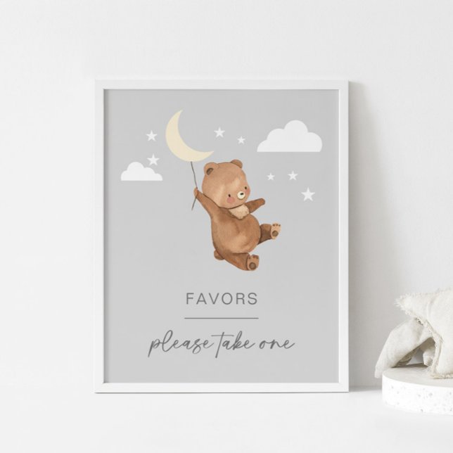Poster Moon Stars Bear Chá de fraldas Favoritos Sinal (Criador carregado)