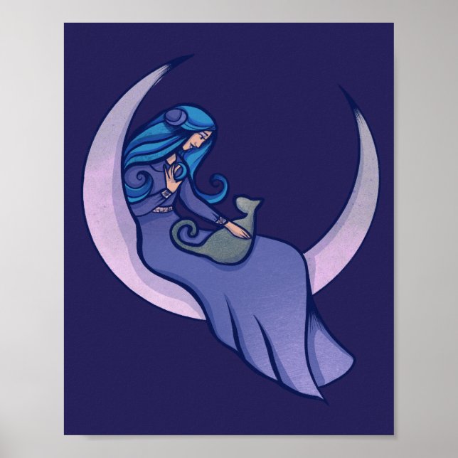 Poster Moon Witch MoonChild Pagan Wicca Art (Frente)