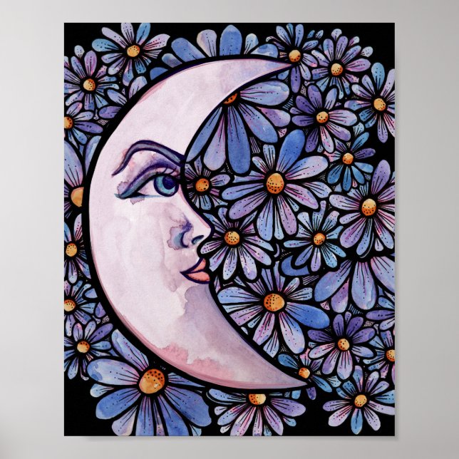Poster MoonChild Moon Deusa Arte Lua Roxo (Frente)