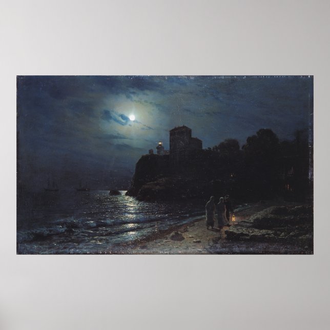 Poster Moonlight on the Edge of a Lake, 1870 (Frente)