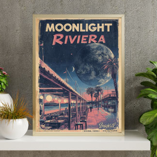 Poster Moonlight Riviera Fantasia Lunar Passeio Marítimo