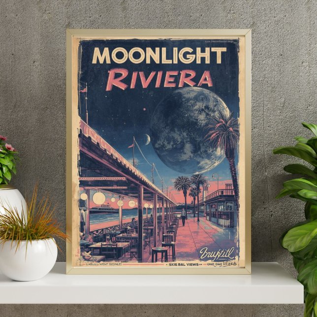 Poster Moonlight Riviera  Lunar Fantasy Seaside Boardwalk (Criador carregado)