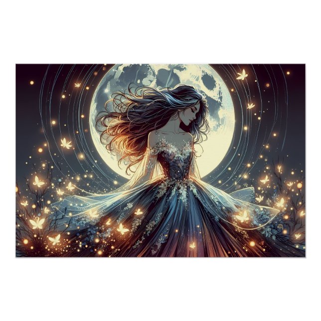 Pôster Moonlit Butterfly Enchantress Fantasy (Frente)