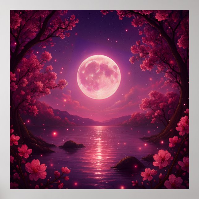 Poster Moonlit Cherry Blossom Serenity (Frente)
