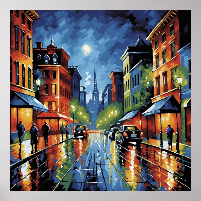 Poster Moonlit City Street (Frente)