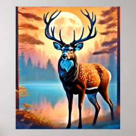 Poster Moonlit Deer Stance