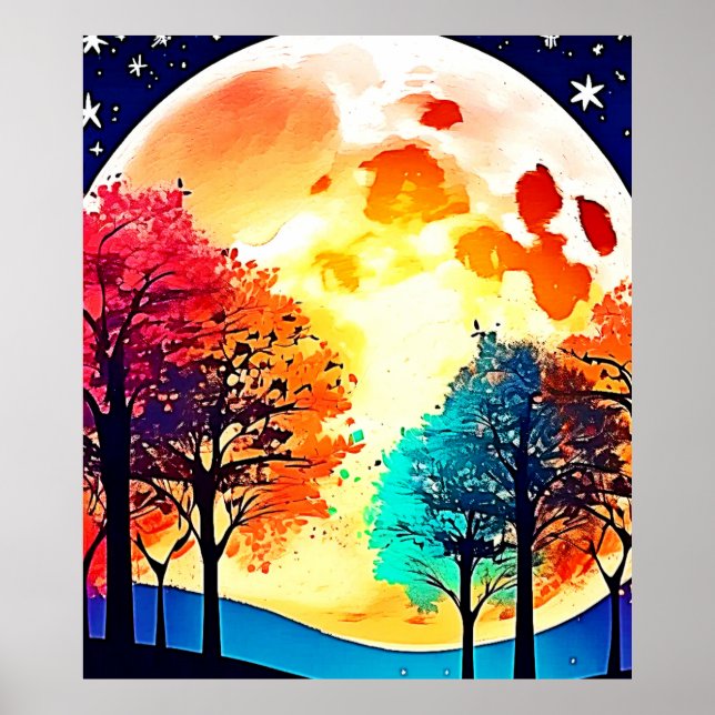 Poster Moonlit Forest Fantasy Art (Frente)