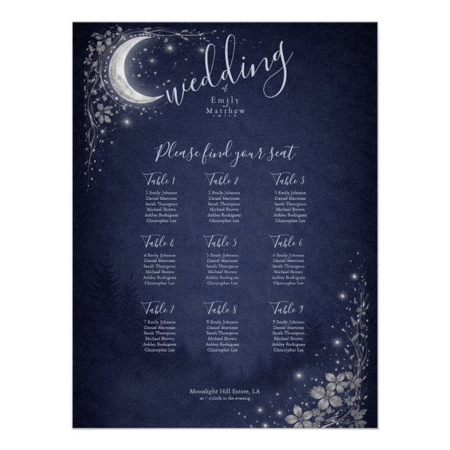 Pôster Moonlit Grove Celestial Woodland Wedding (Frente)