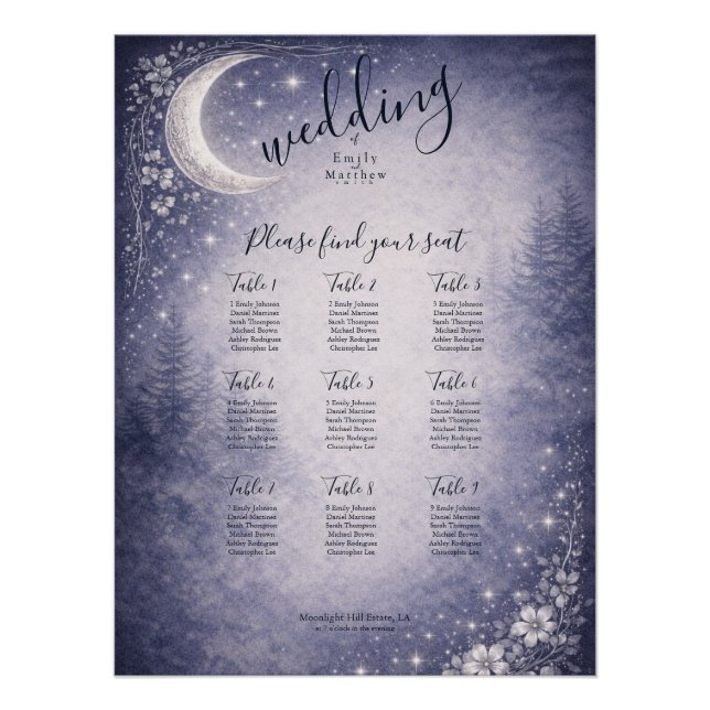 Pôster Moonlit Grove Celestial Woodland Wedding (Frente)