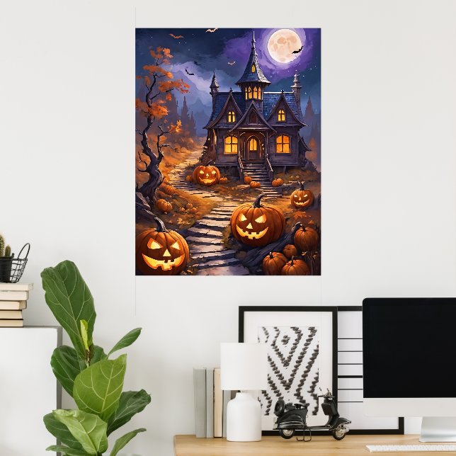 Poster Moonlit Haunt: Uma fantasia de Halloween (Escritório em casa)