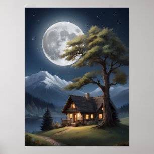 Poster Moonlit Haven nas montanhas
